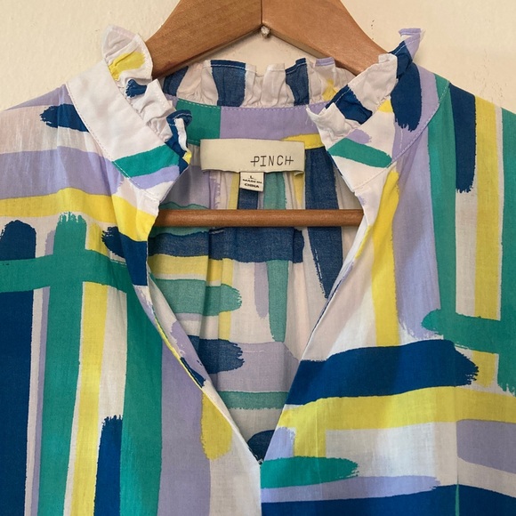 PINCH Stella Tiered Ruffle Midi Dress Multicolor Abstract Print Size L - Picture 7 of 16